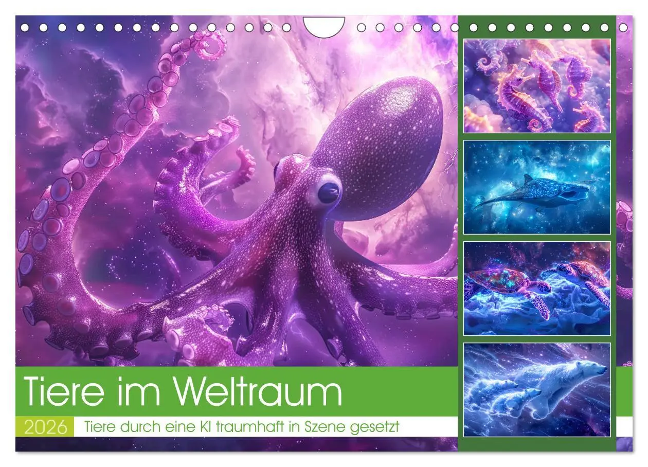 Cover: 9783457339305 | Tiere im Weltraum (Wandkalender 2026 DIN A4 quer), CALVENDO...
