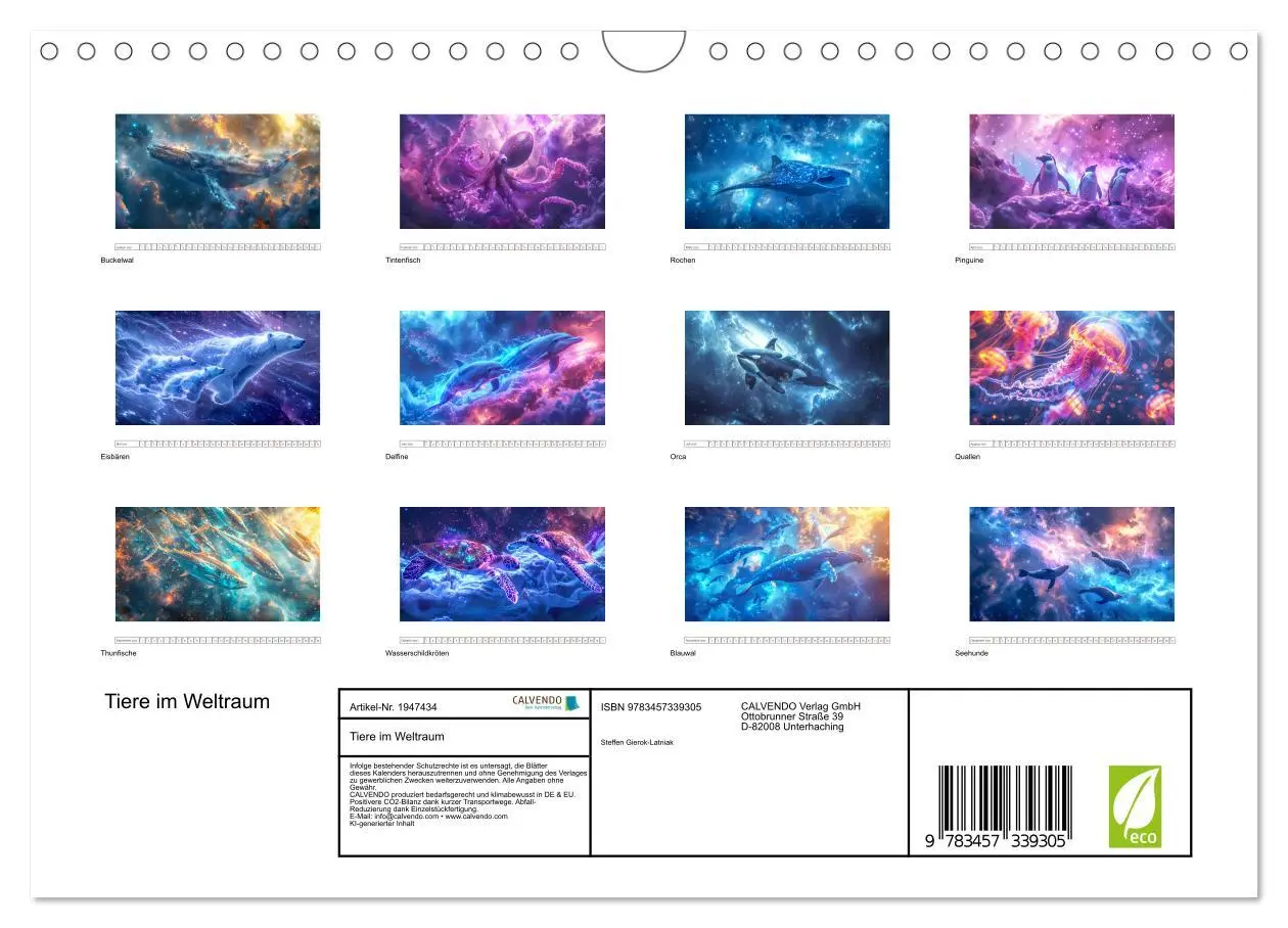 Bild: 9783457339305 | Tiere im Weltraum (Wandkalender 2026 DIN A4 quer), CALVENDO...