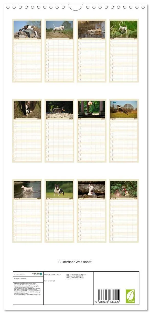 Bild: 9783594339305 | Familienplaner 2027 - Bullterrier? Was sonst! mit 5 Spalten...