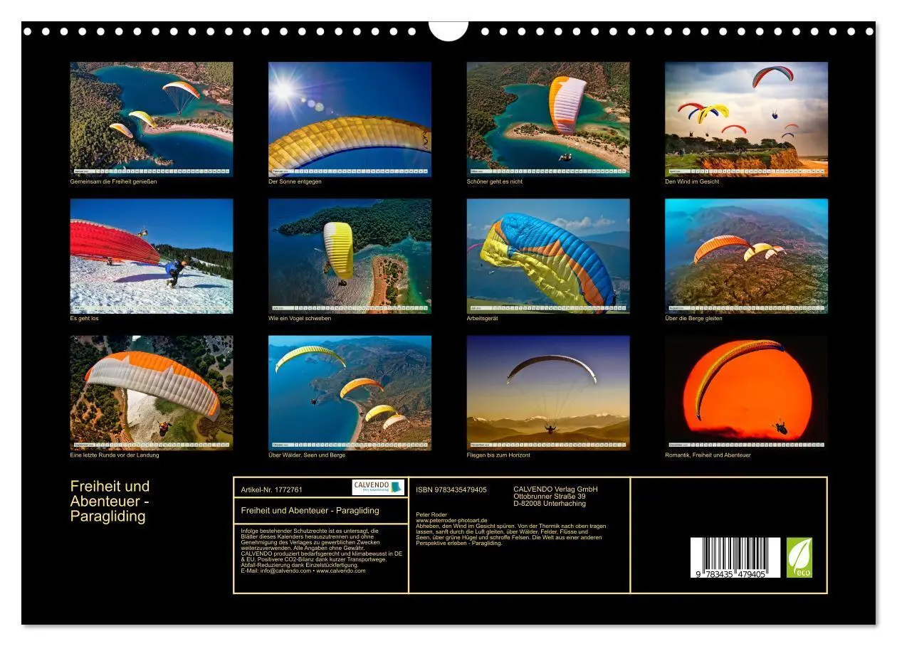 Bild: 9783435479405 | Freiheit und Abenteuer - Paragliding (Wandkalender 2025 DIN A3...