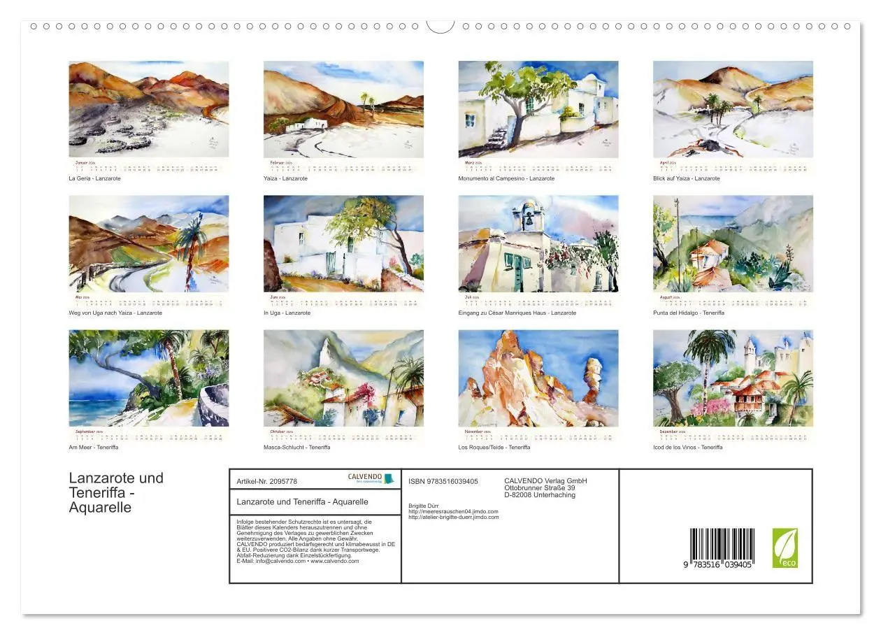 Bild: 9783516039405 | Lanzarote und Teneriffa - Aquarelle (hochwertiger Premium...