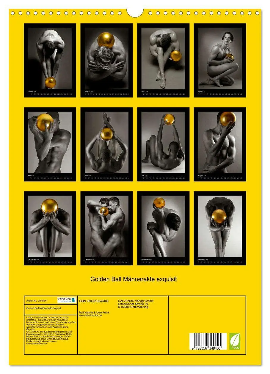 Bild: 9783516349405 | Golden Ball Männerakte exquisit (Wandkalender 2026 DIN A3 hoch),...
