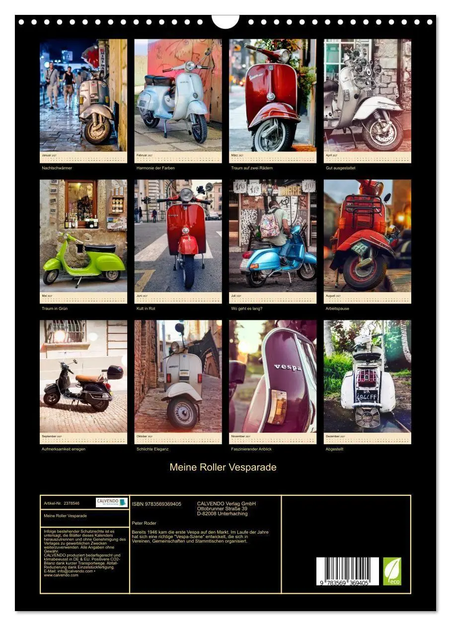 Bild: 9783569369405 | Meine Roller Vesparade (Wandkalender 2027 DIN A3 hoch), CALVENDO...