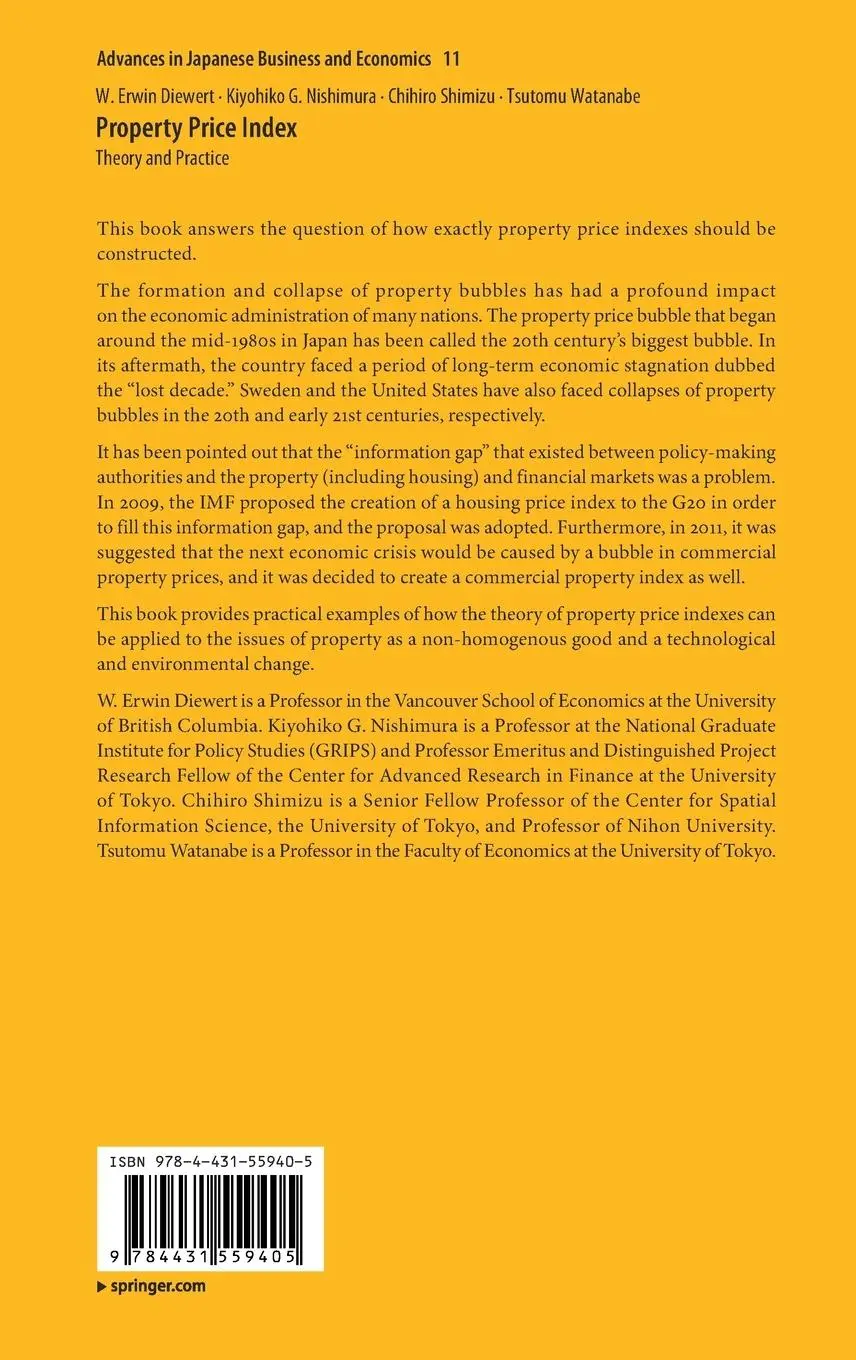 Rückseite: 9784431559405 | Property Price Index | Theory and Practice | W. Erwin Diewert (u. a.)