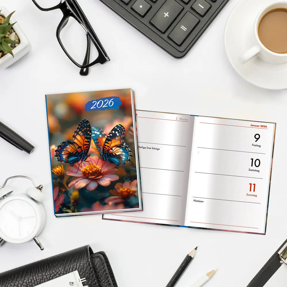 Bild: 4251901509505 | Trötsch Taschenkalender A7 Schmetterling 2026 | Mini-Terminkalender