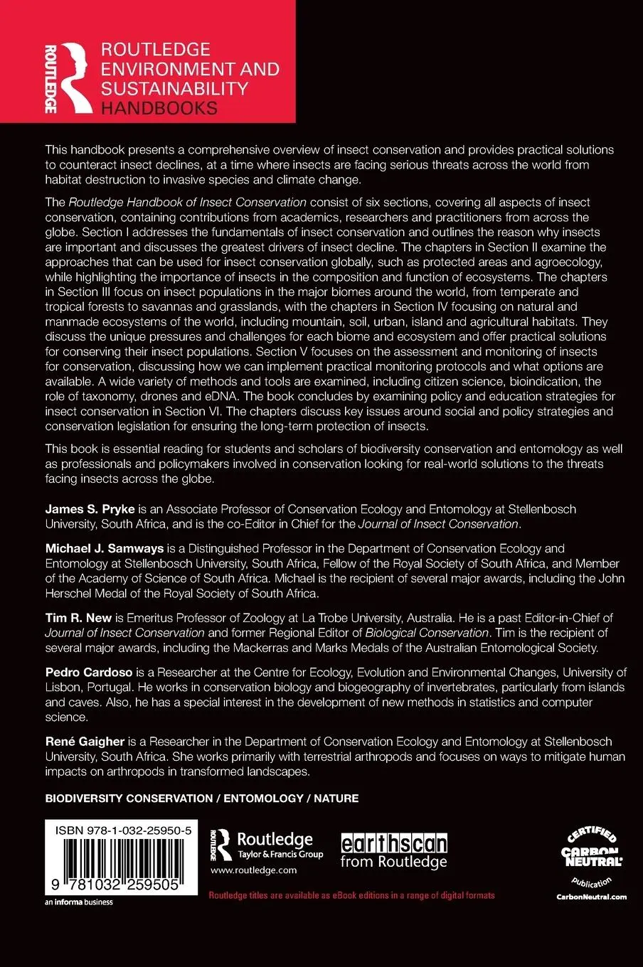 Rückseite: 9781032259505 | Routledge Handbook of Insect Conservation | James S. Pryke (u. a.)