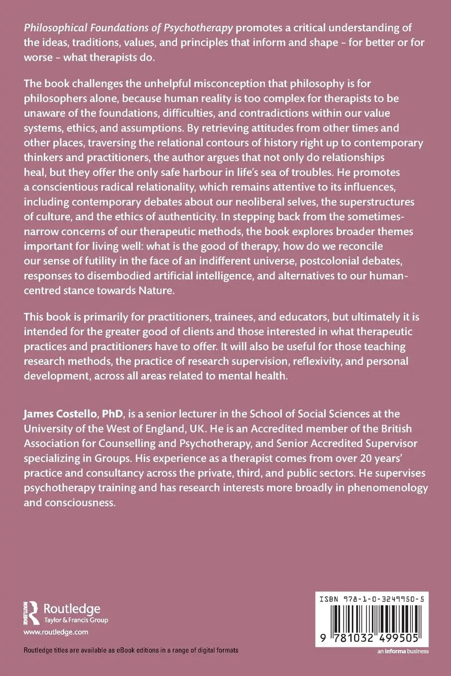 Rückseite: 9781032499505 | Philosophical Foundations of Psychotherapy | Radical Relationality