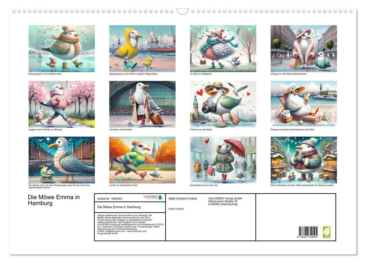 Bild: 9783457319505 | Die Möwe Emma in Hamburg (Wandkalender 2026 DIN A2 quer), CALVENDO...