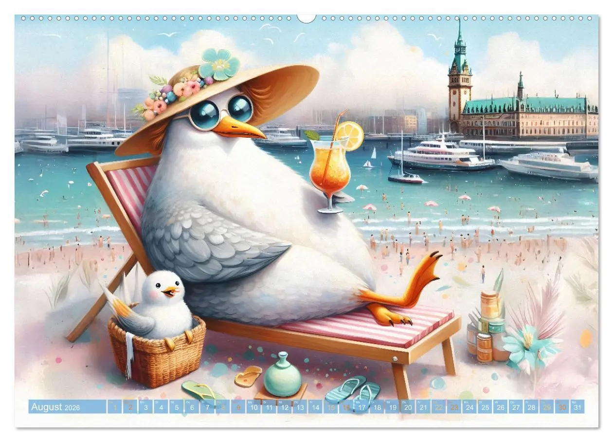 Bild: 9783457319505 | Die Möwe Emma in Hamburg (Wandkalender 2026 DIN A2 quer), CALVENDO...