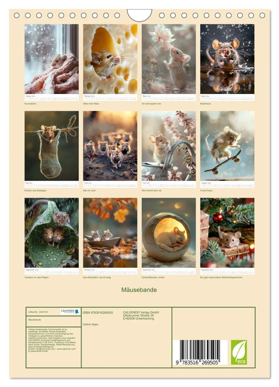 Bild: 9783516269505 | Mäusebande (Wandkalender 2026 DIN A4 hoch), CALVENDO Monatskalender