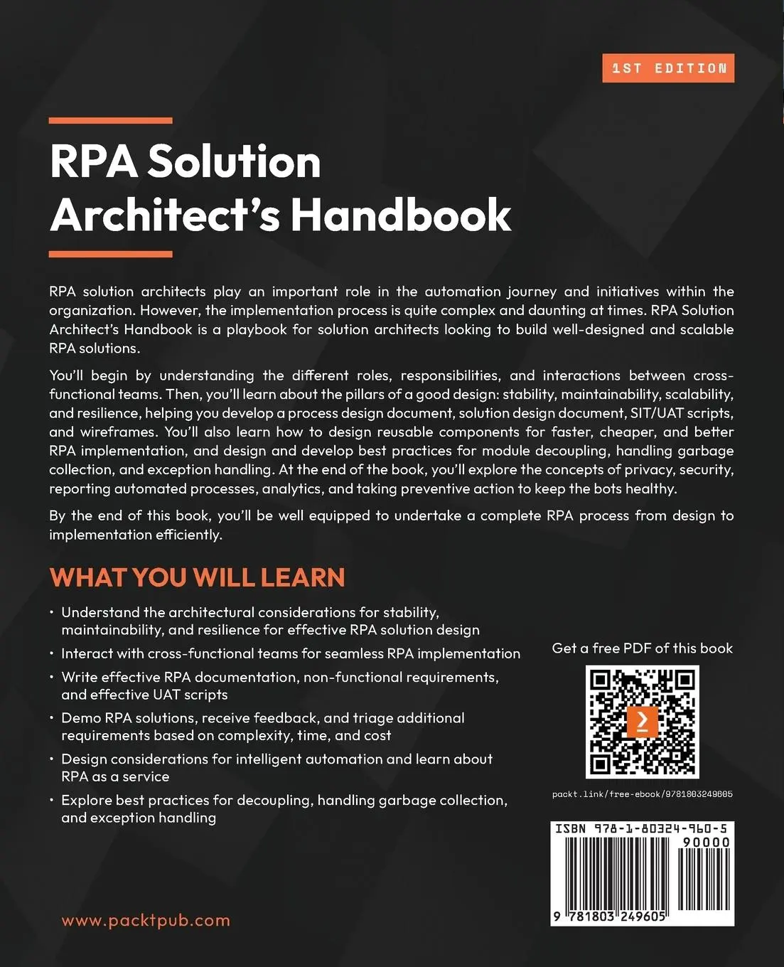 Rückseite: 9781803249605 | RPA Solution Architect's Handbook | Sachin Sahgal | Taschenbuch | 2023