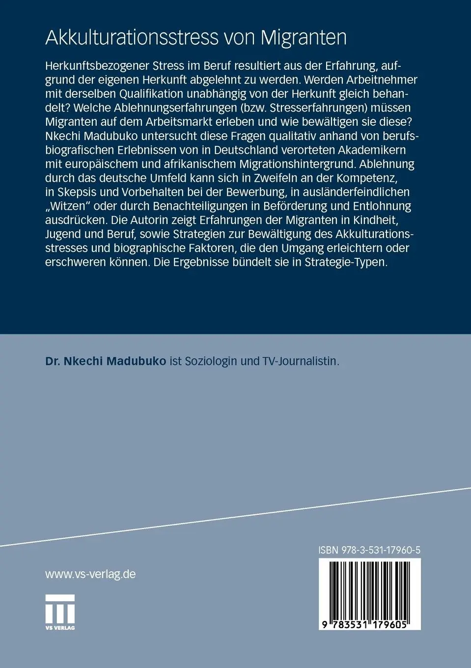 Rückseite: 9783531179605 | Akkulturationsstress von Migranten | Nkechi Madubuko | Taschenbuch