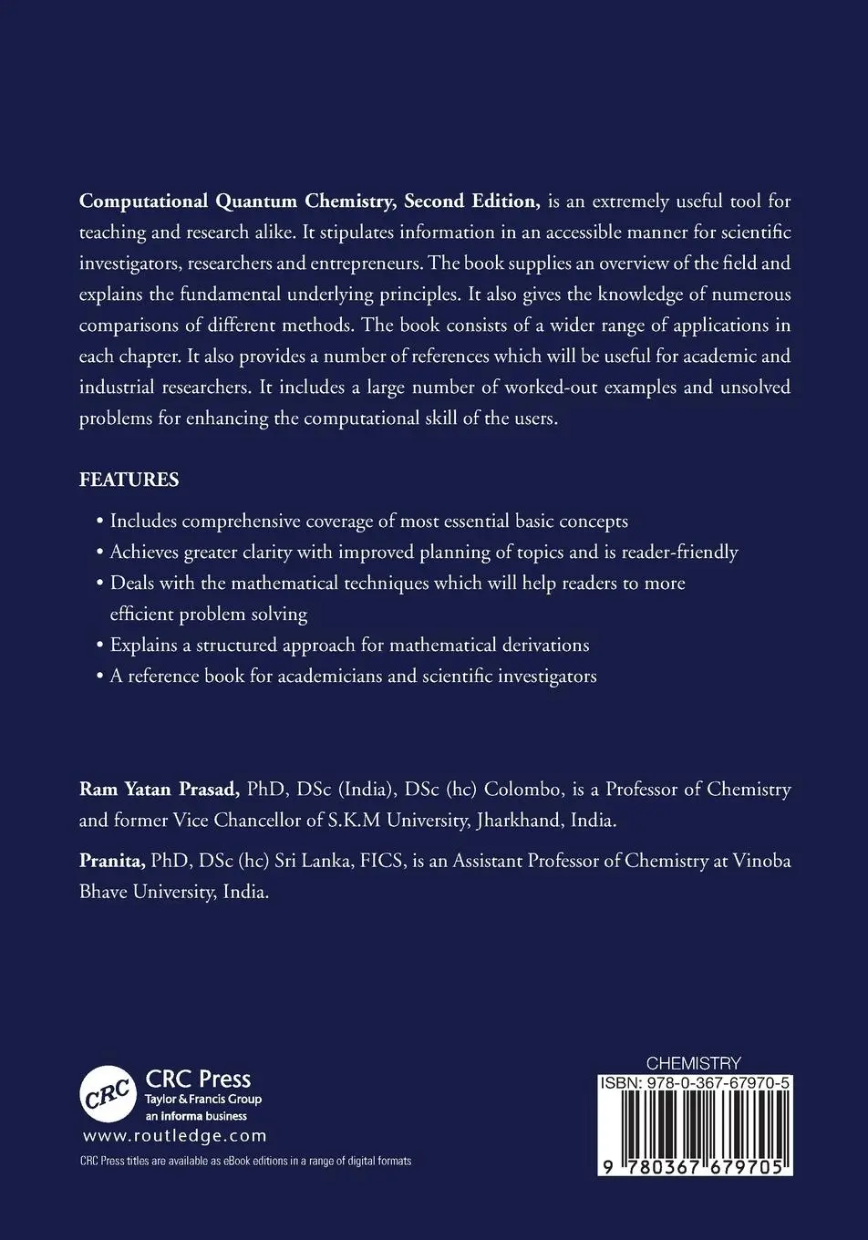 Rückseite: 9780367679705 | Computational Quantum Chemistry | Ram Yatan Prasad (u. a.) | Buch
