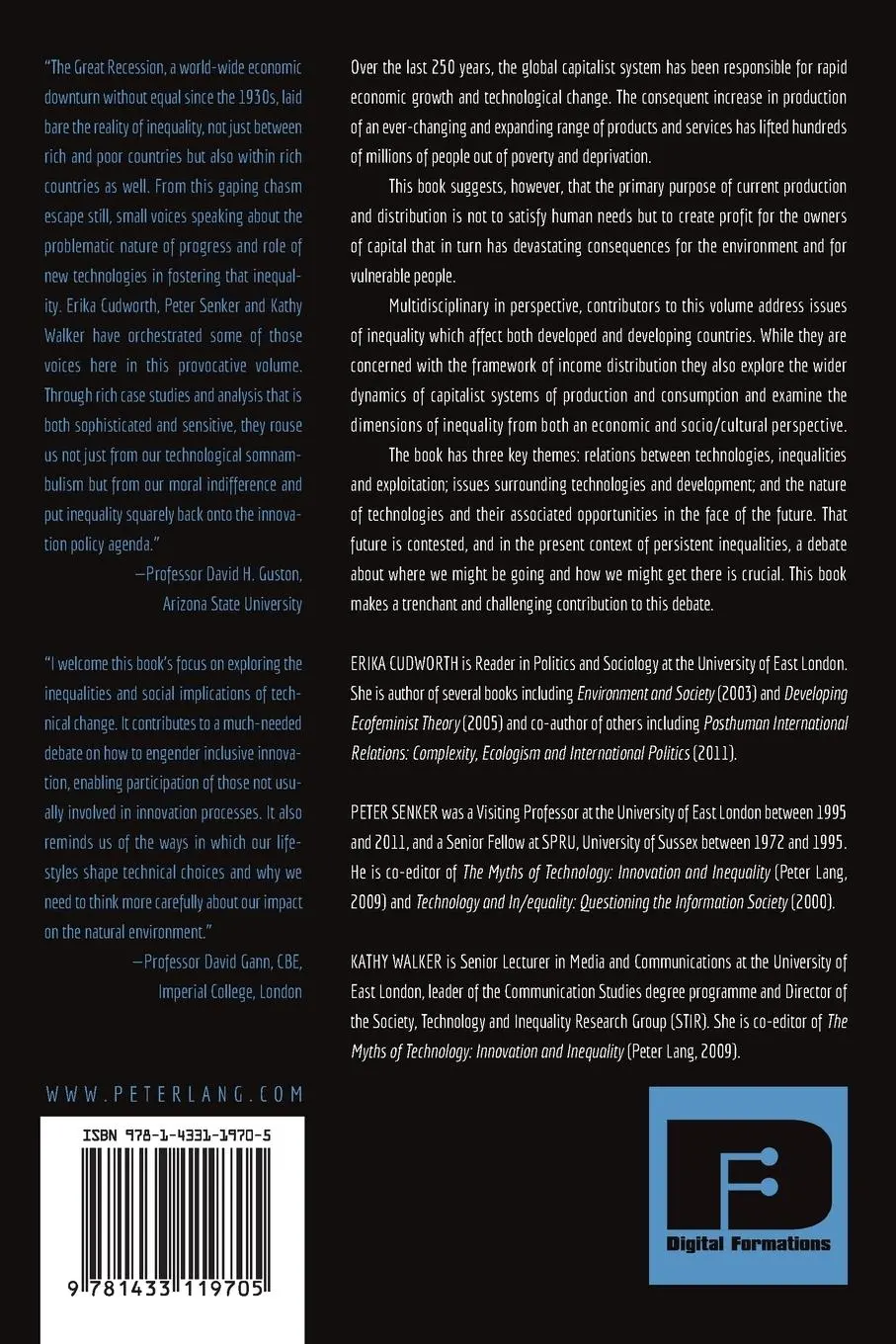 Rückseite: 9781433119705 | Technology, Society and Inequality | Erika Cudworth (u. a.) | Buch