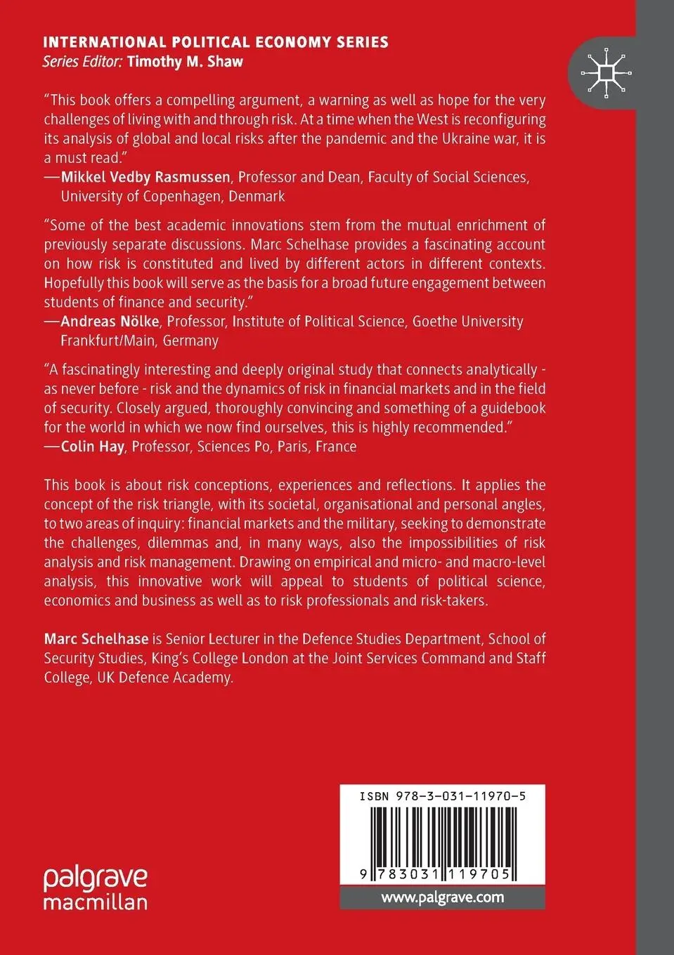 Rückseite: 9783031119705 | The Political Economy of Risk in Finance and the Military | Schelhase