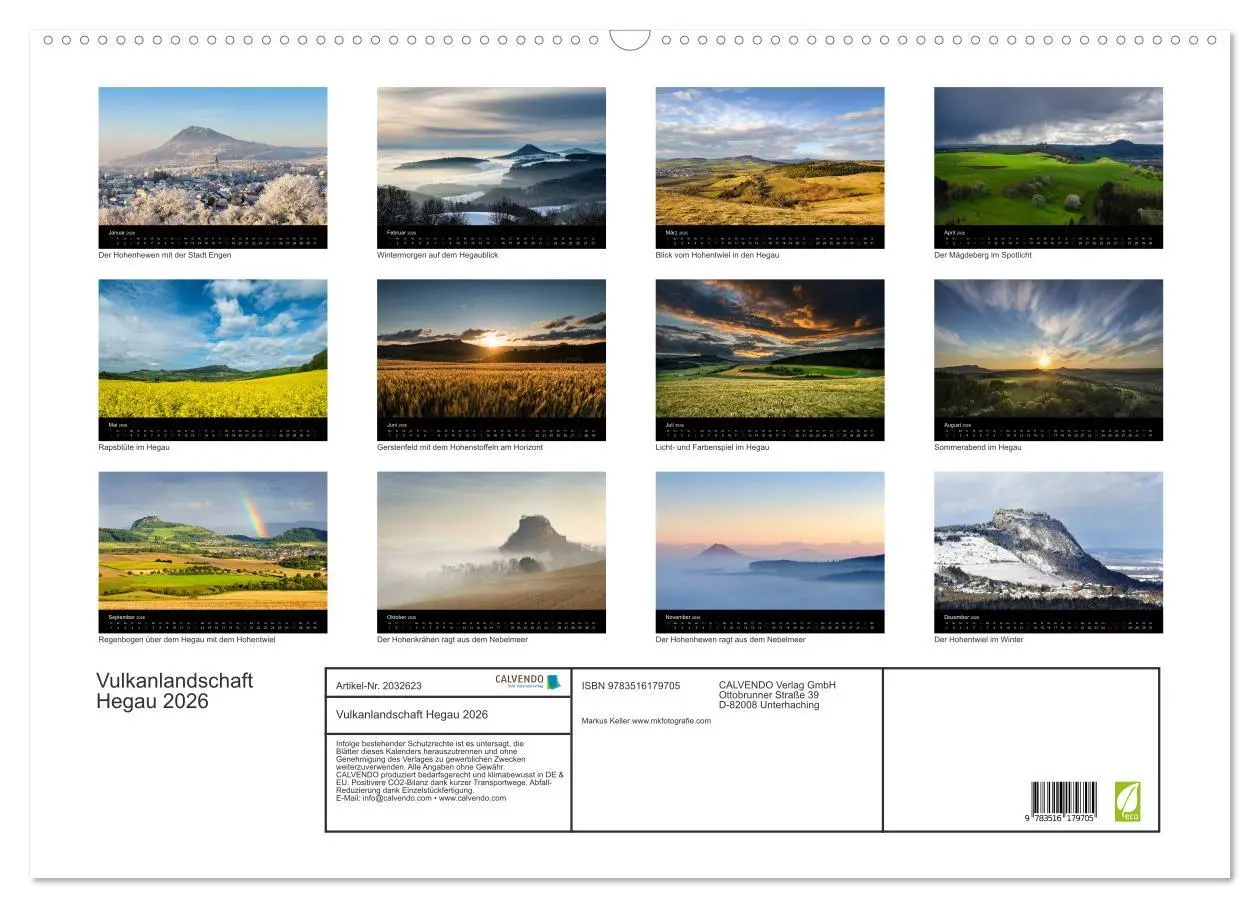 Bild: 9783516179705 | Vulkanlandschaft Hegau 2026 (Wandkalender 2026 DIN A2 quer),...