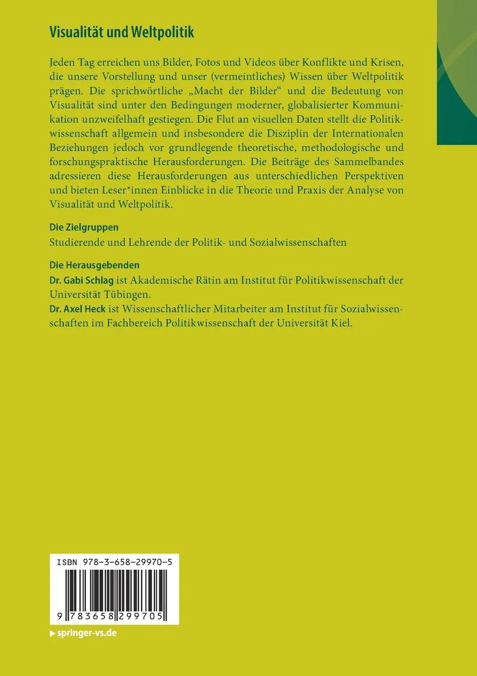 Rückseite: 9783658299705 | Visualität und Weltpolitik | Gabi Schlag (u. a.) | Taschenbuch | xii