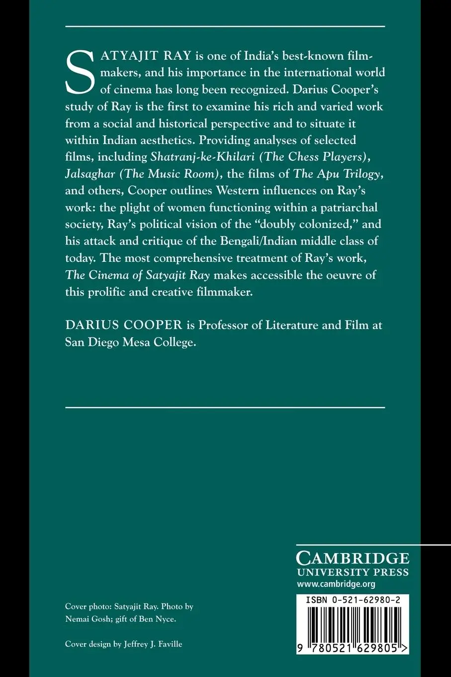 Rückseite: 9780521629805 | The Cinema of Satyajit Ray | Between Tradition and Modernity | Cooper
