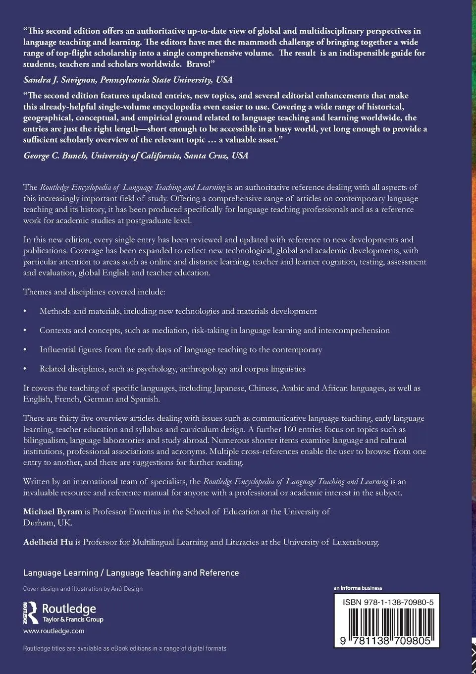 Rückseite: 9781138709805 | Routledge Encyclopedia of Language Teaching and Learning | Taschenbuch