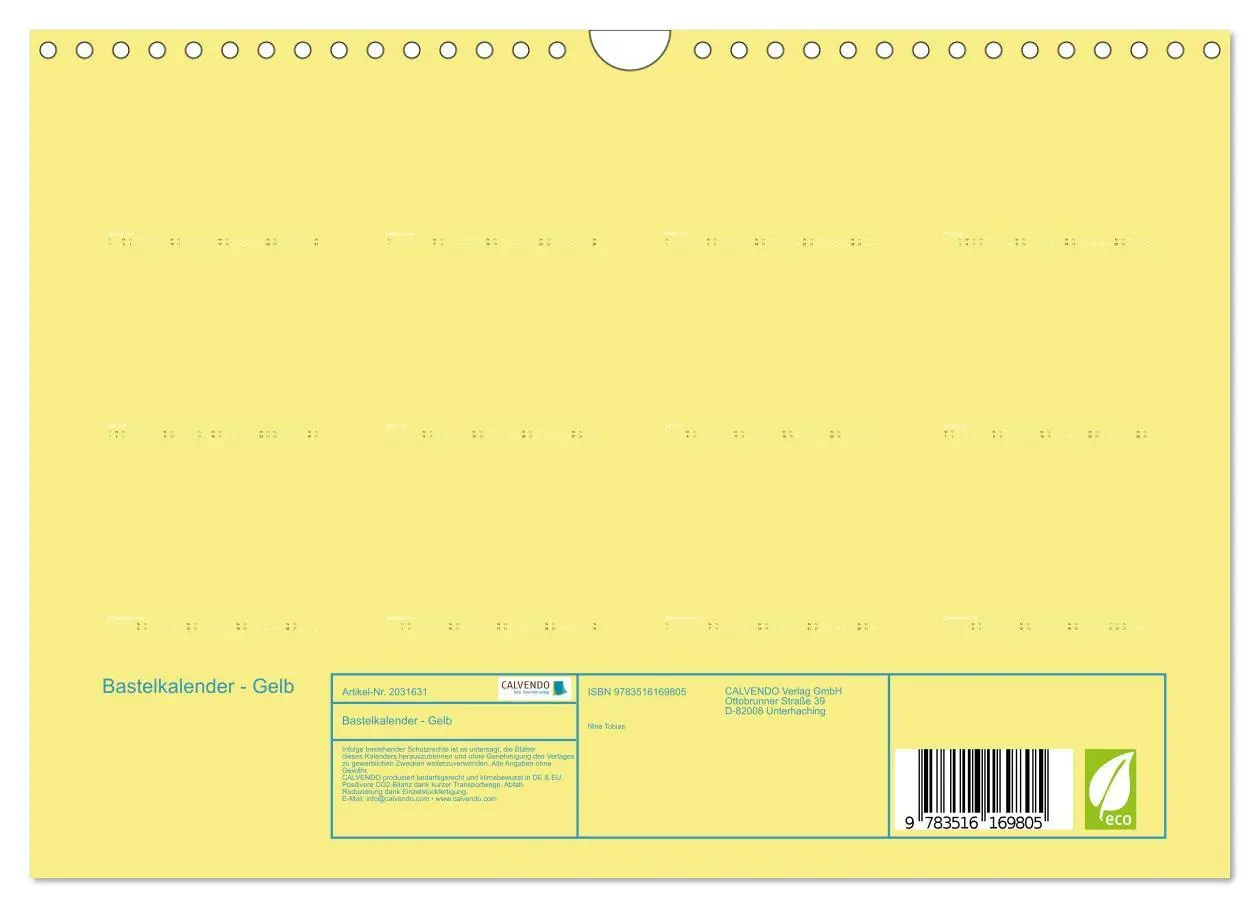 Bild: 9783516169805 | Bastelkalender - Gelb (Wandkalender 2026 DIN A4 quer), CALVENDO...