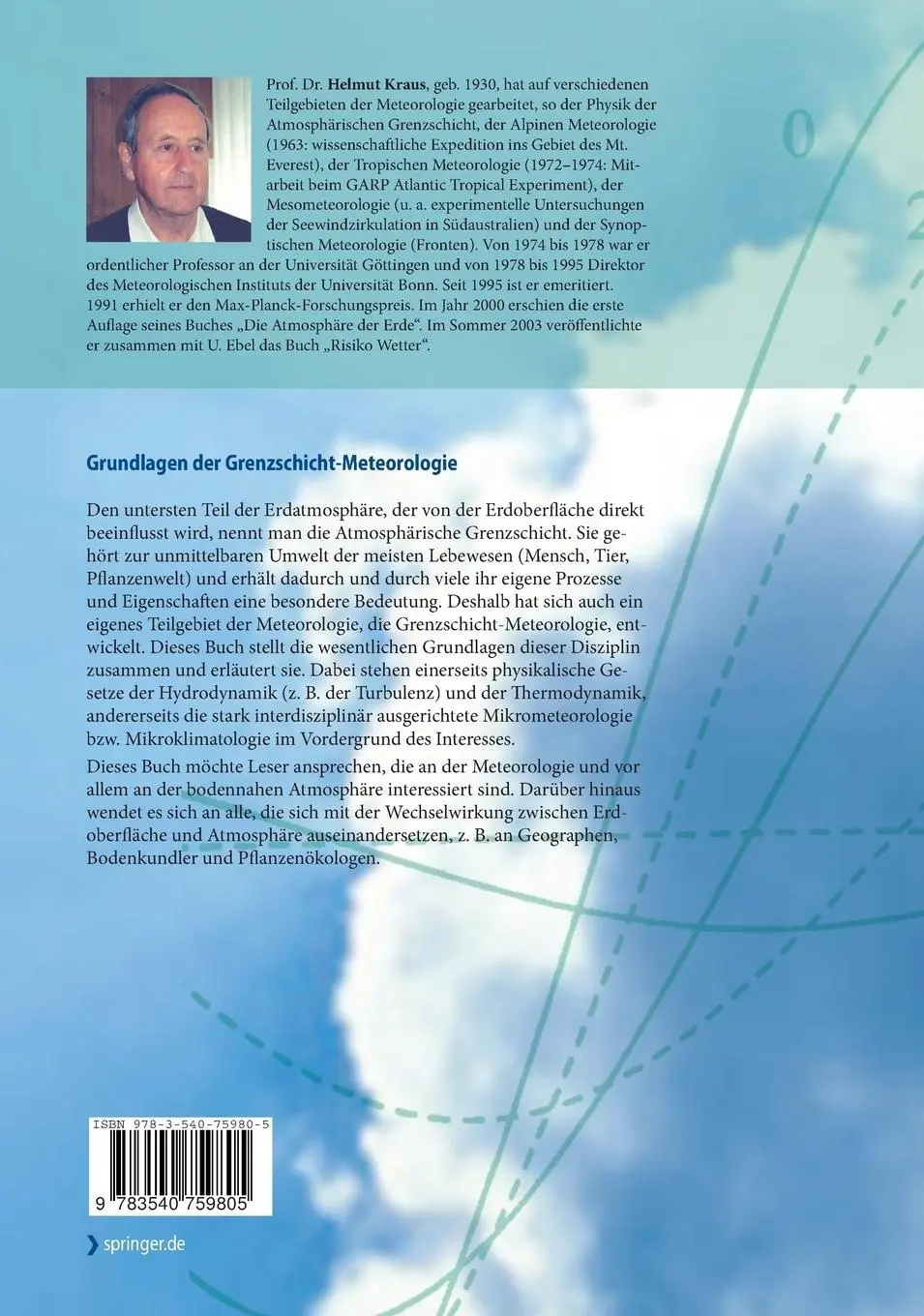 Rückseite: 9783540759805 | Grundlagen der Grenzschicht-Meteorologie | Helmut Kraus | Buch | ix