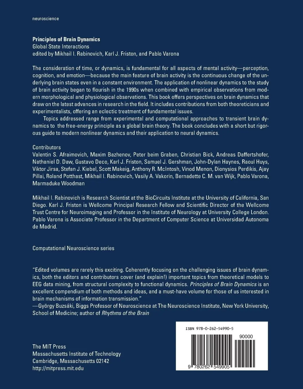 Rückseite: 9780262549905 | Principles of Brain Dynamics | Global State Interactions | Taschenbuch