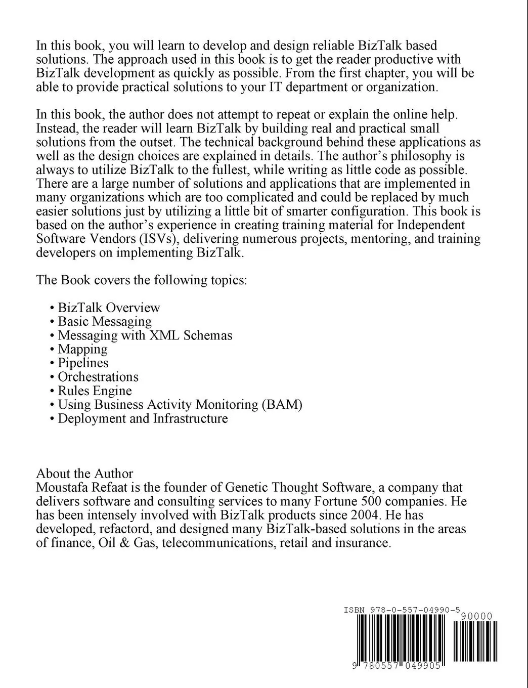 Rückseite: 9780557049905 | BizTalk | The Practical Course | Moustafa Refaat | Taschenbuch | 2009