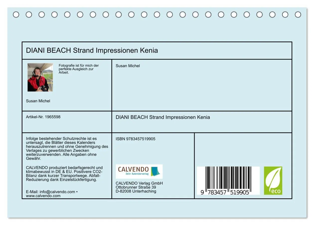 Bild: 9783457519905 | DIANI BEACH Strand Impressionen Kenia (Tischkalender 2026 DIN A5...