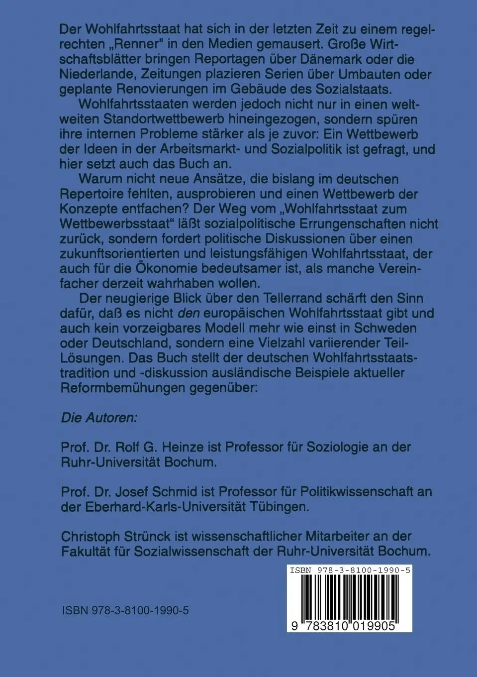 Rückseite: 9783810019905 | Vom Wohlfahrtsstaat zum Wettbewerbsstaat | Rolf G. Heinze (u. a.)