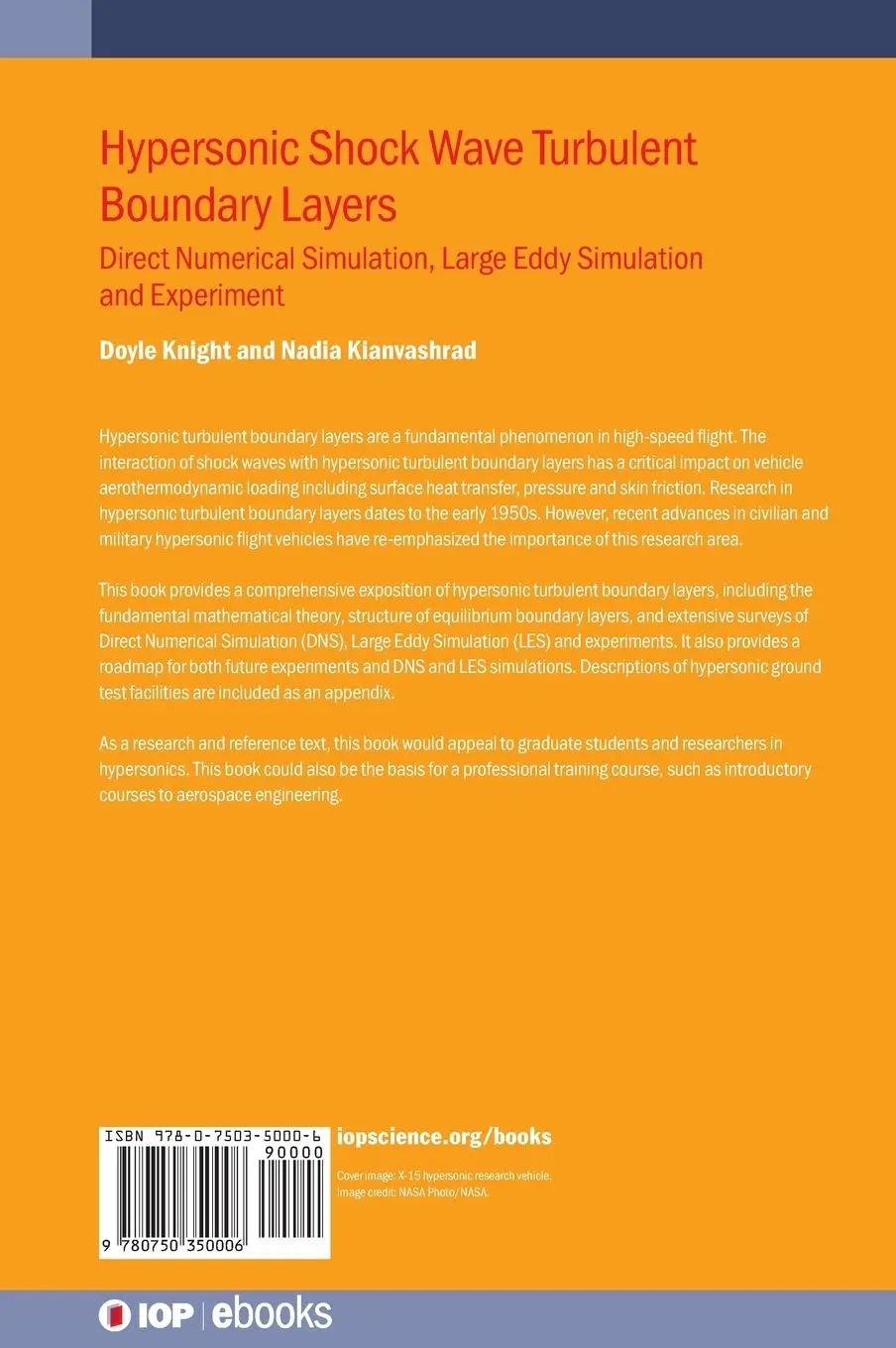 Rückseite: 9780750350006 | Hypersonic Shock Wave Turbulent Boundary Layers | Doyle Knight (u. a.)