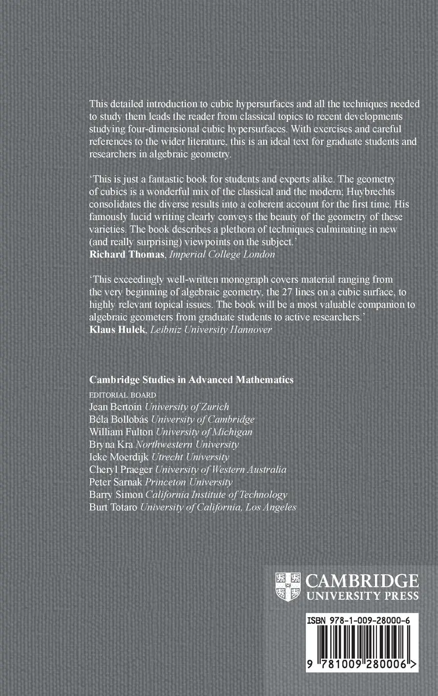 Rückseite: 9781009280006 | The Geometry of Cubic Hypersurfaces | Daniel Huybrechts | Buch | 2023