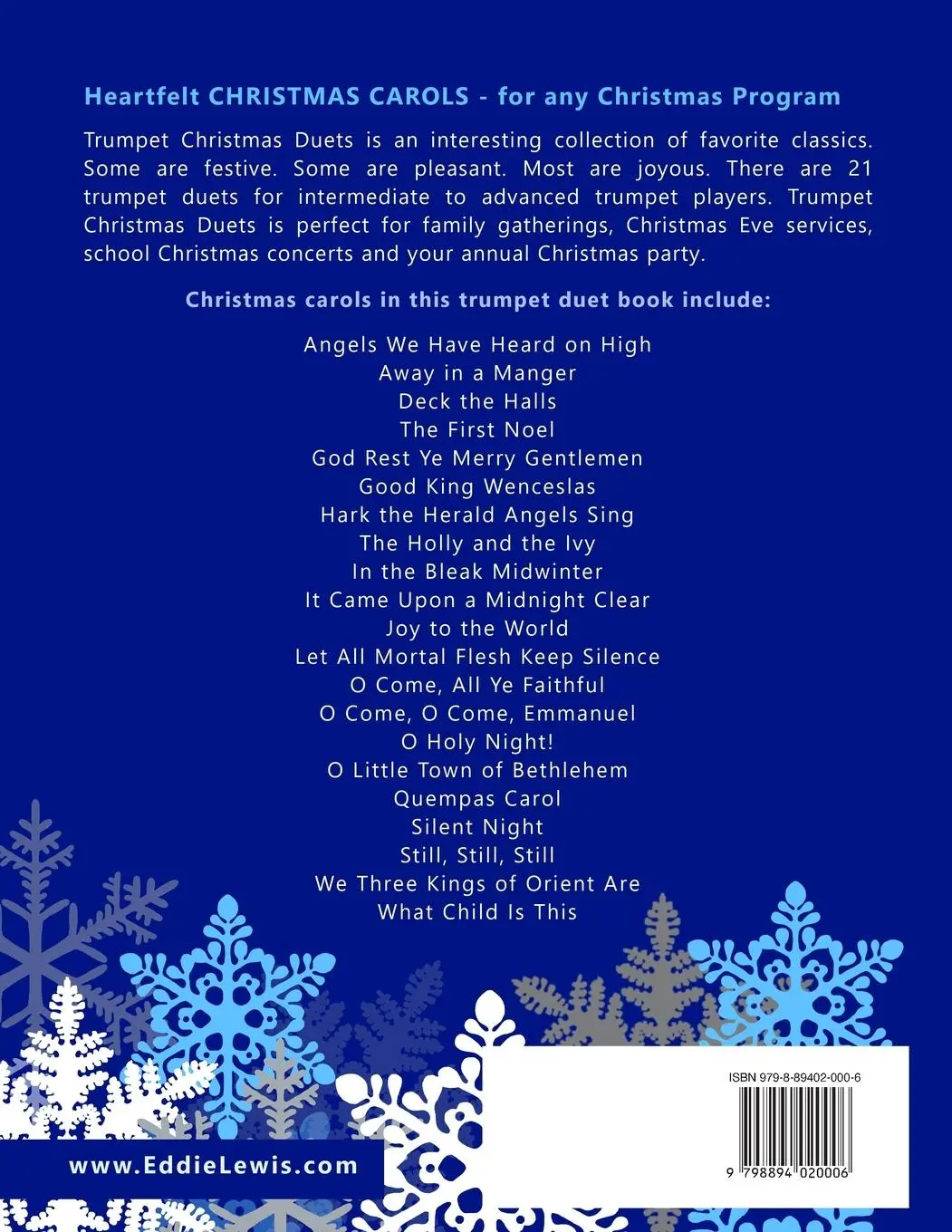 Rückseite: 9798894020006 | Trumpet Christmas Duets | Eddie Lewis | Taschenbuch | Englisch | 2024