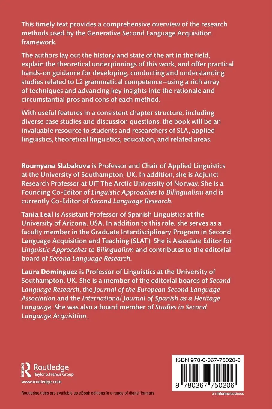 Rückseite: 9780367750206 | Research Methods in Generative Second Language Acquisition | Buch