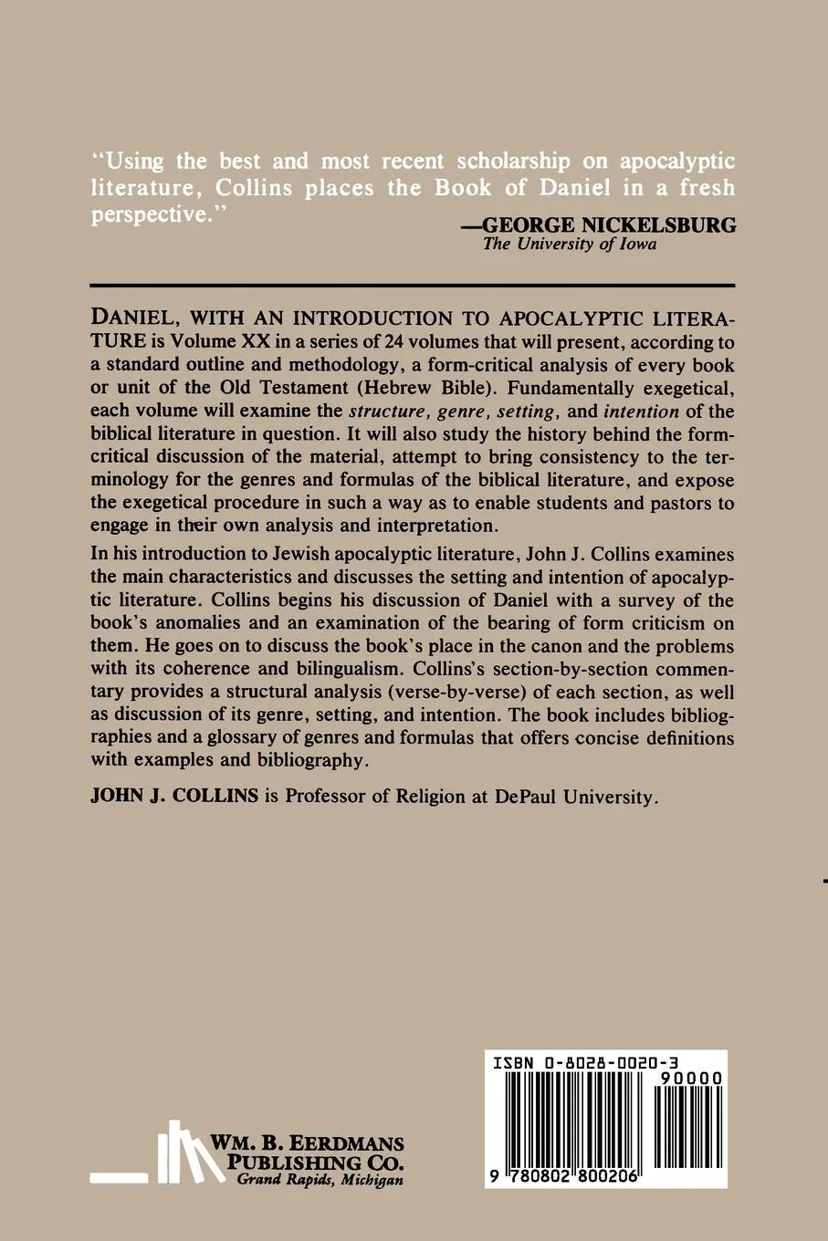Rückseite: 9780802800206 | Daniel, with an Introduction to Apocalyptic Literature | Collins
