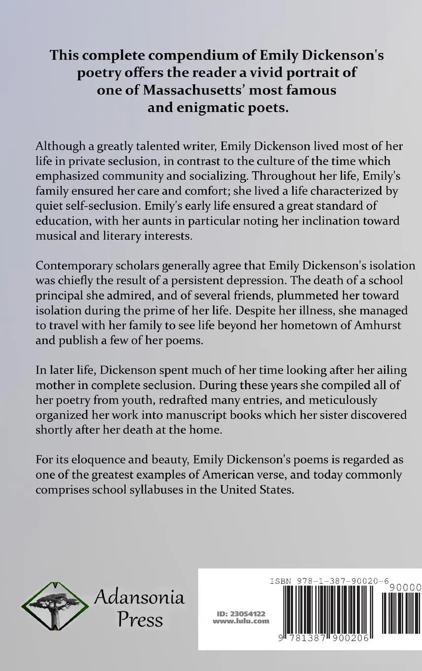 Rückseite: 9781387900206 | The Complete Poems of Emily Dickinson (Hardcover) | Emily Dickinson