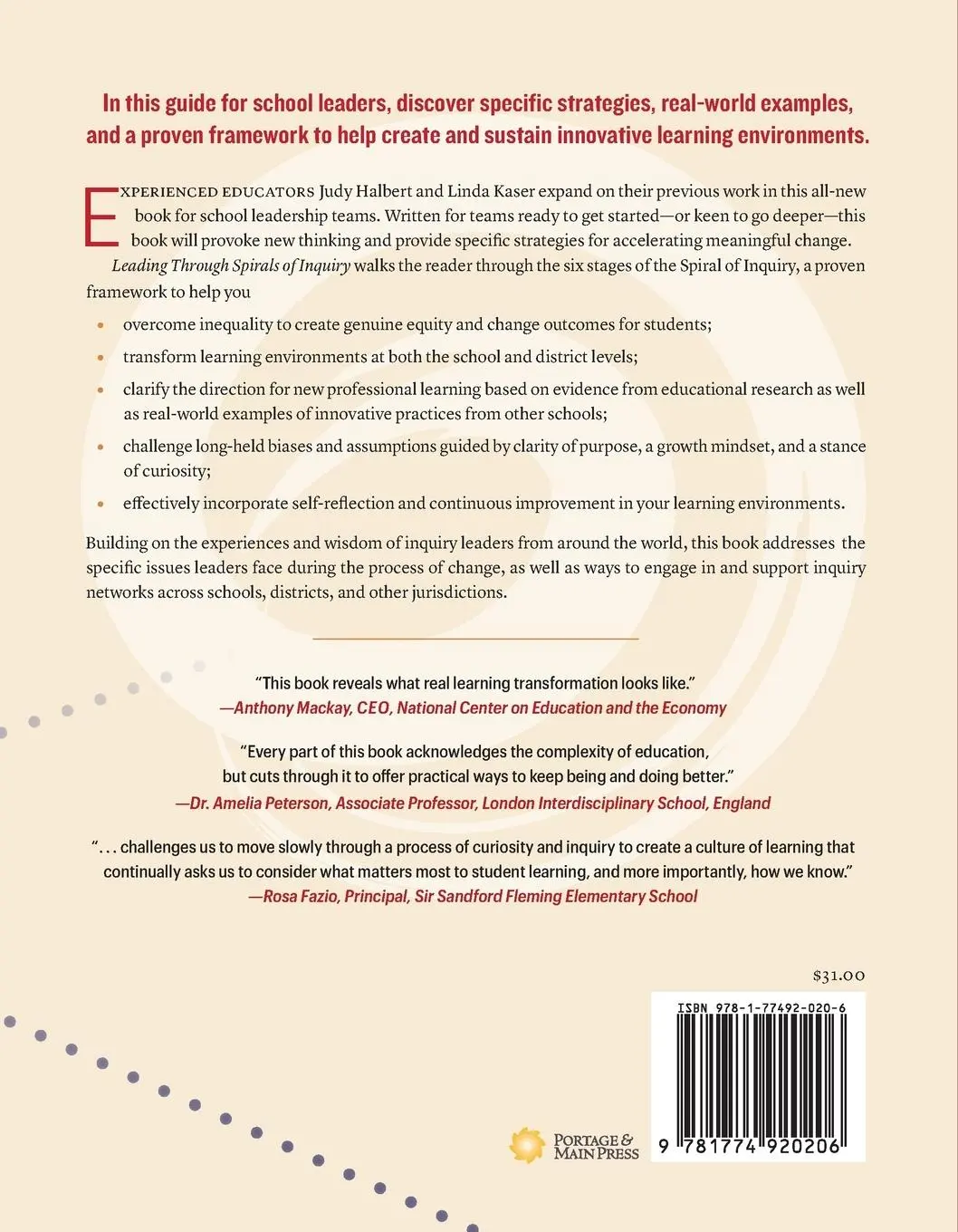 Rückseite: 9781774920206 | Leading Through Spirals of Inquiry | For Equity and Quality | Buch
