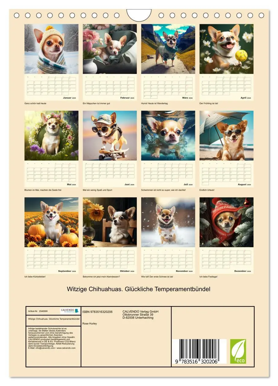 Bild: 9783516320206 | Witzige Chihuahuas. Glückliche Temperamentbündel (Wandkalender 2026...