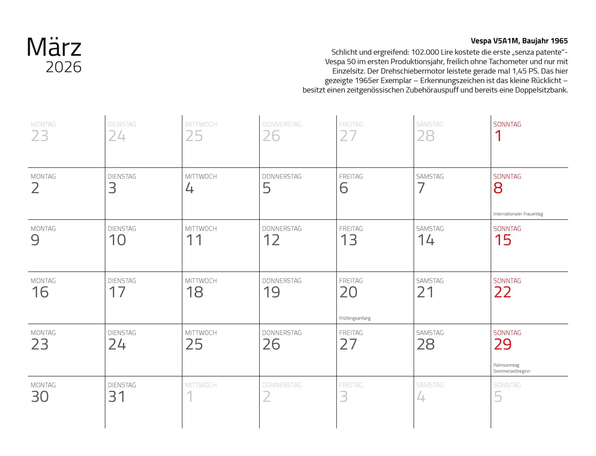 Bild: 9783690190206 | Kalender Vespa 2026 Eintragkalender | Kult-Roller Italien Wandkalender