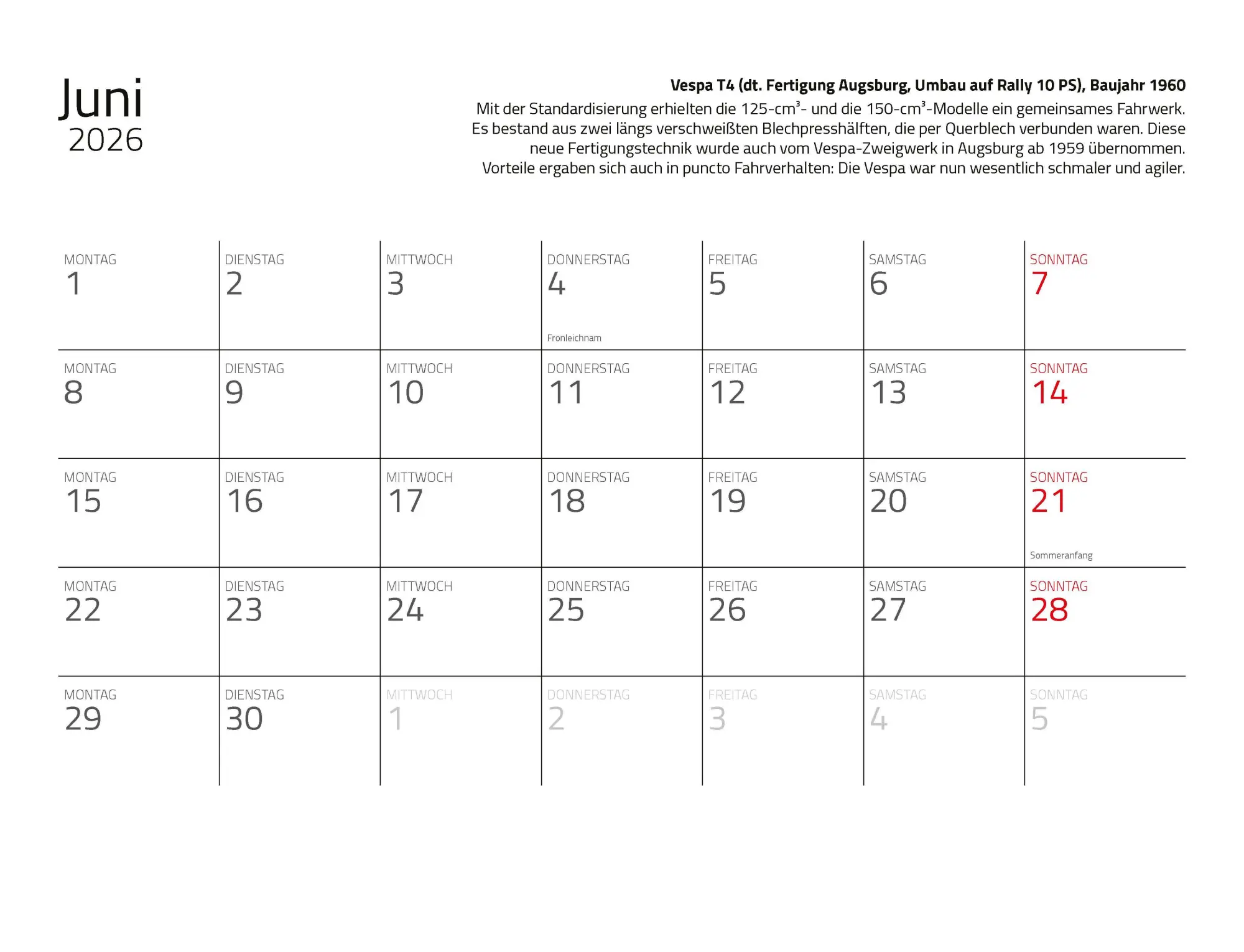 Bild: 9783690190206 | Kalender Vespa 2026 Eintragkalender | Kult-Roller Italien Wandkalender