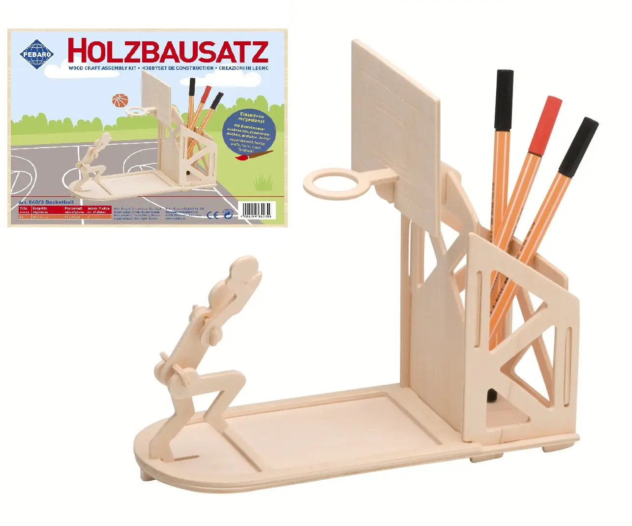 Cover: 4006094840306 | PEBARO 840/3 - Holzbausatz Stiftehalter Basketball, 16-teilig,...