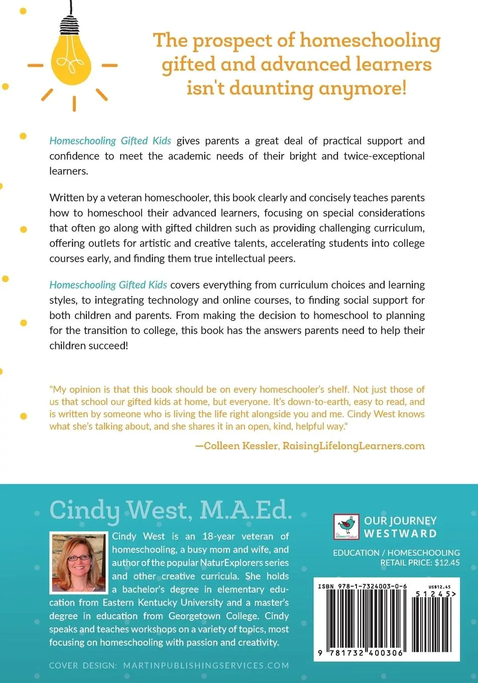 Rückseite: 9781732400306 | Homeschooling Gifted Kids | Cindy West | Taschenbuch | Englisch | 2018