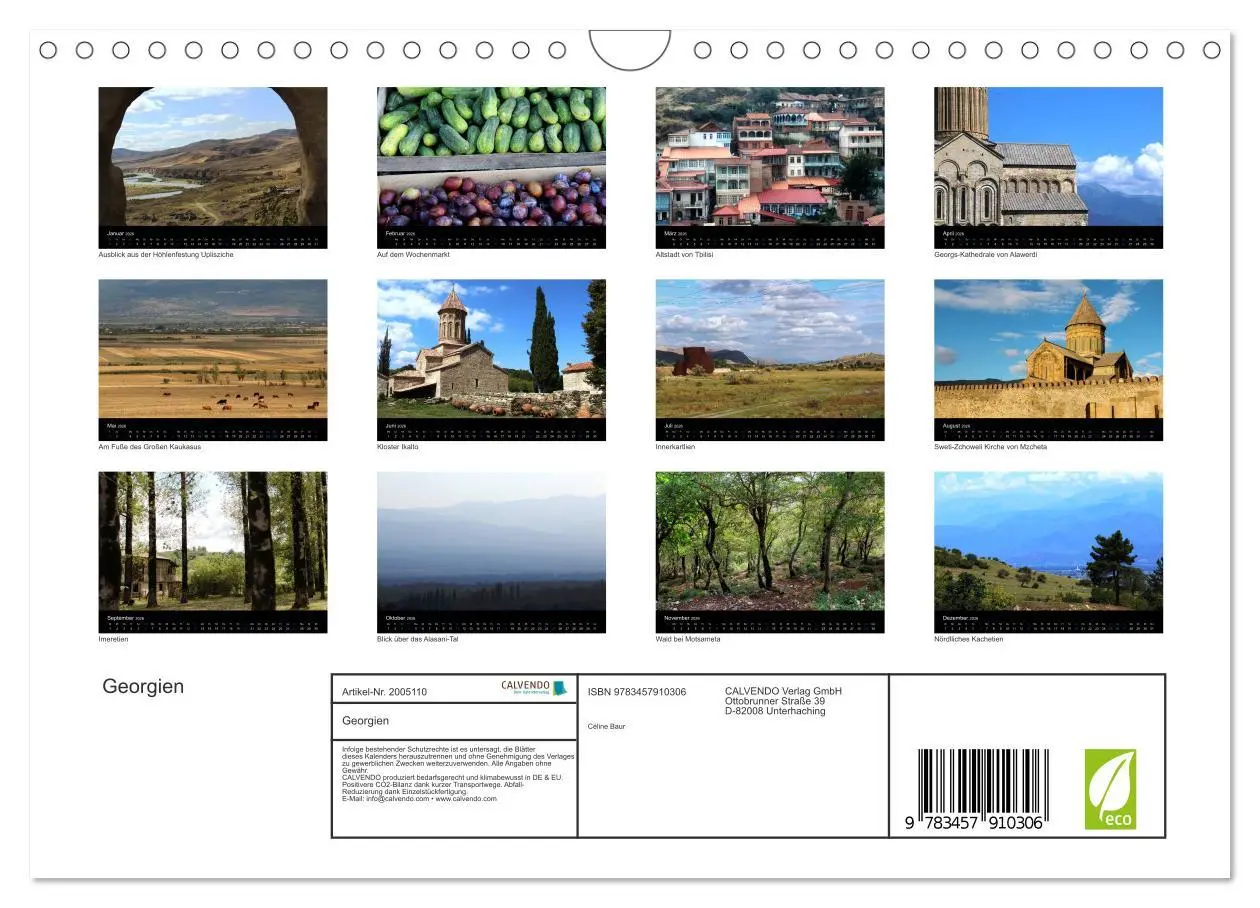 Bild: 9783457910306 | Georgien (Wandkalender 2026 DIN A4 quer), CALVENDO Monatskalender