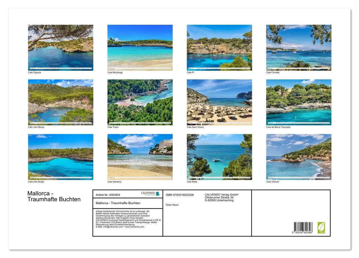 Bild: 9783516620306 | Mallorca - Traumhafte Buchten (Wandkalender 2026 DIN A2 quer),...