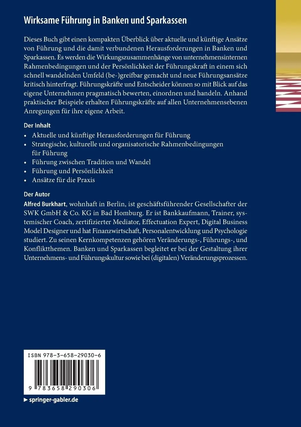 Rückseite: 9783658290306 | Wirksame Führung in Banken und Sparkassen | Alfred Burkhart | Buch | x
