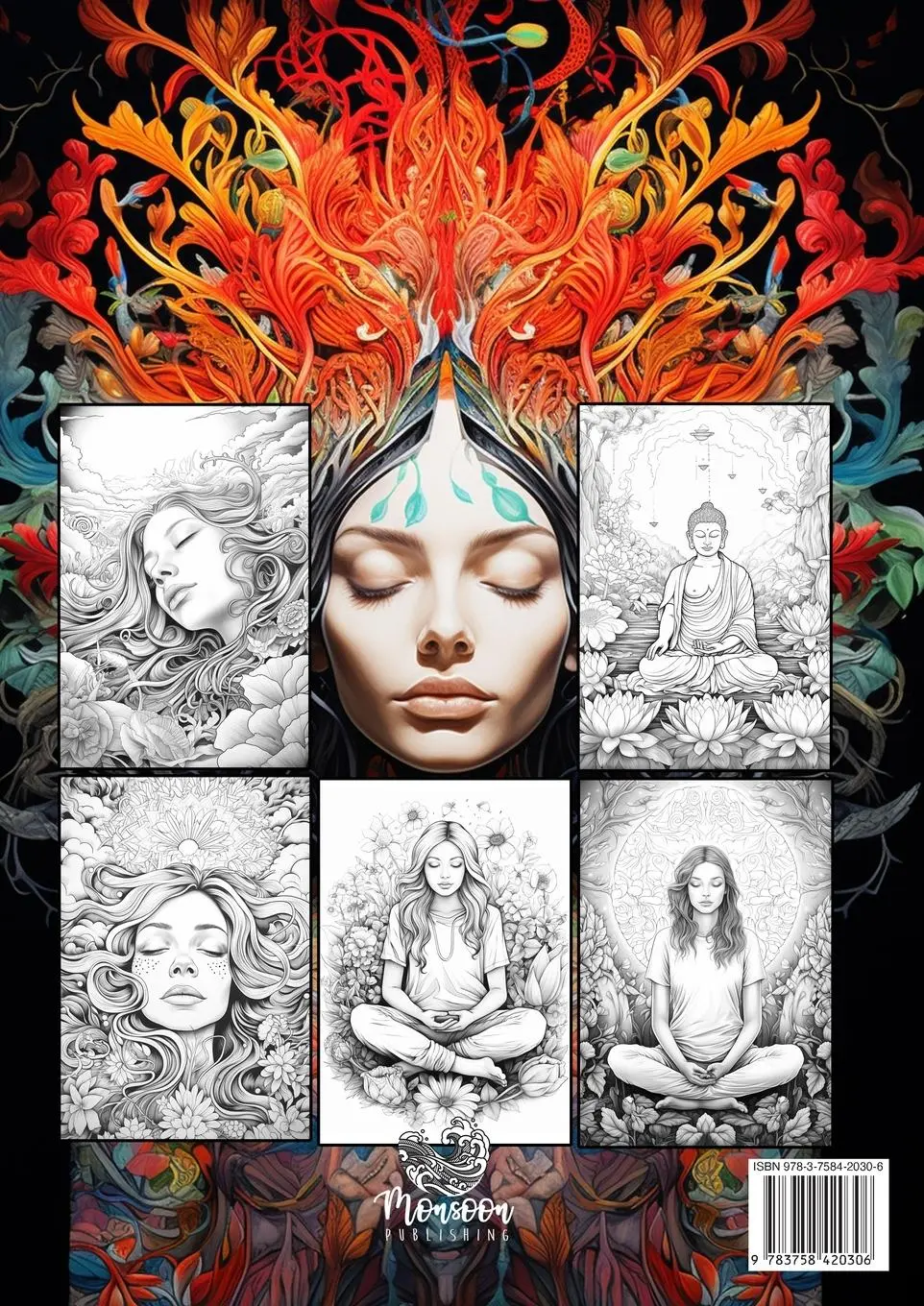 Rückseite: 9783758420306 | Meditation Coloring Book for Adults | Monsoon Publishing | Taschenbuch