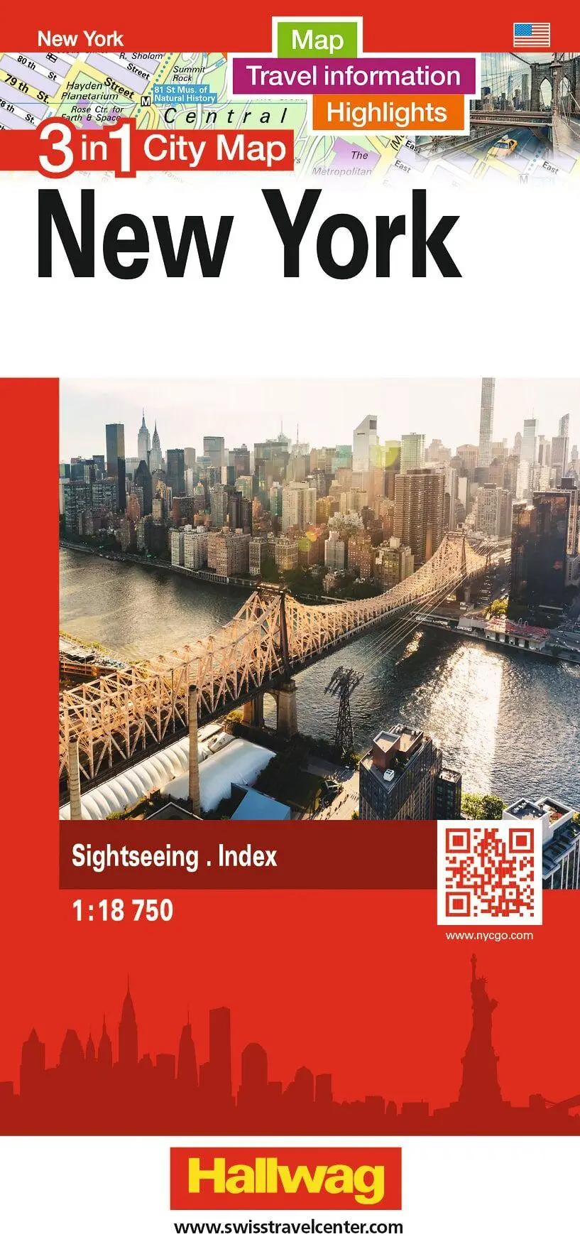 Cover: 9783828330306 | Hallwag Stadtplan New York | (Land-)Karte | City Map 3 in 1 | Deutsch