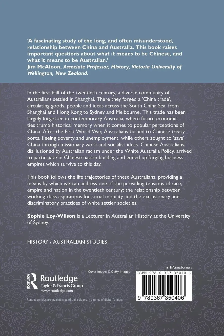 Rückseite: 9780367350406 | Australians in Shanghai | Race, Rights and Nation in Treaty Port China