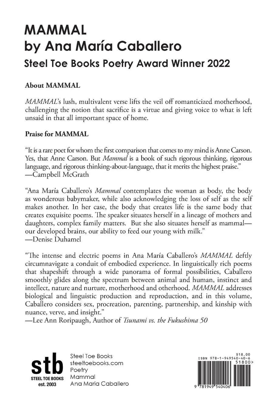 Rückseite: 9781949540406 | MAMMAL | SACRIFICE IS NOT A VIRTUE | Ana María Caballero | Taschenbuch