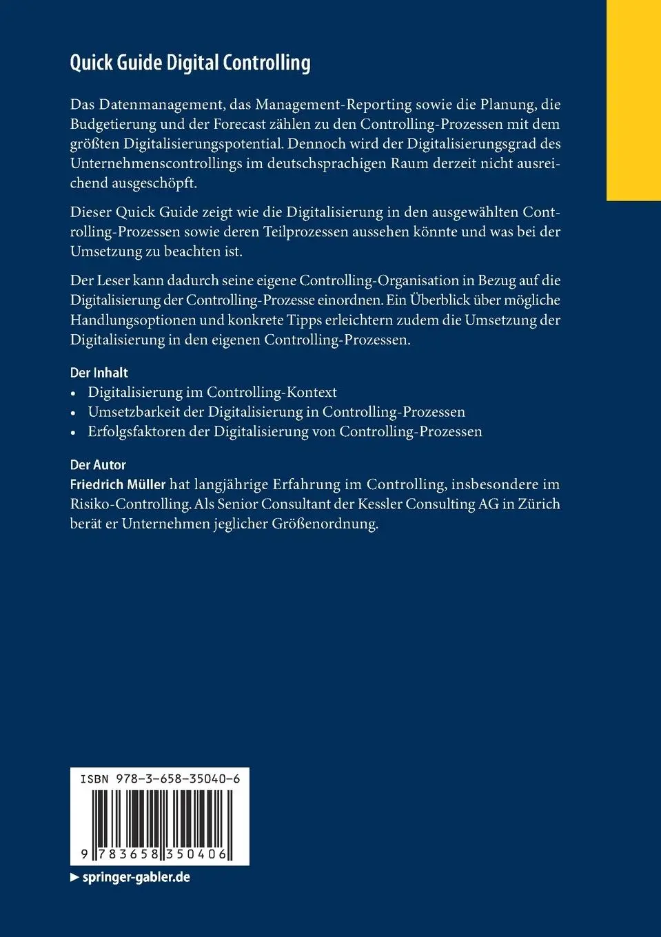 Rückseite: 9783658350406 | Quick Guide Digital Controlling | Friedrich Müller | Taschenbuch | xv