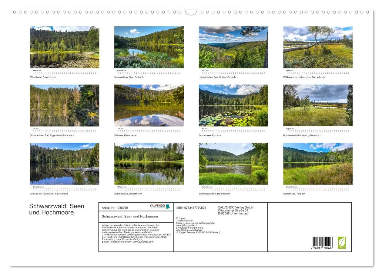 Bild: 9783457750506 | Schwarzwald, Seen und Hochmoore (Wandkalender 2026 DIN A2 quer),...